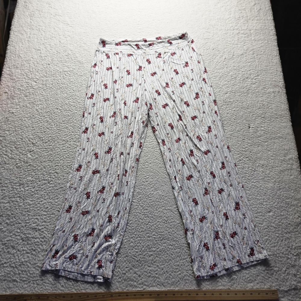 Soma Pajama Pants Womens Large White Winter Print Rayon Spandex Sleepwear Soft